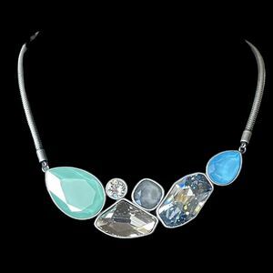 Touchstone Crystal By SWAROVSKI Ocean Blue Seafoam Green Clear Crystal Necklace